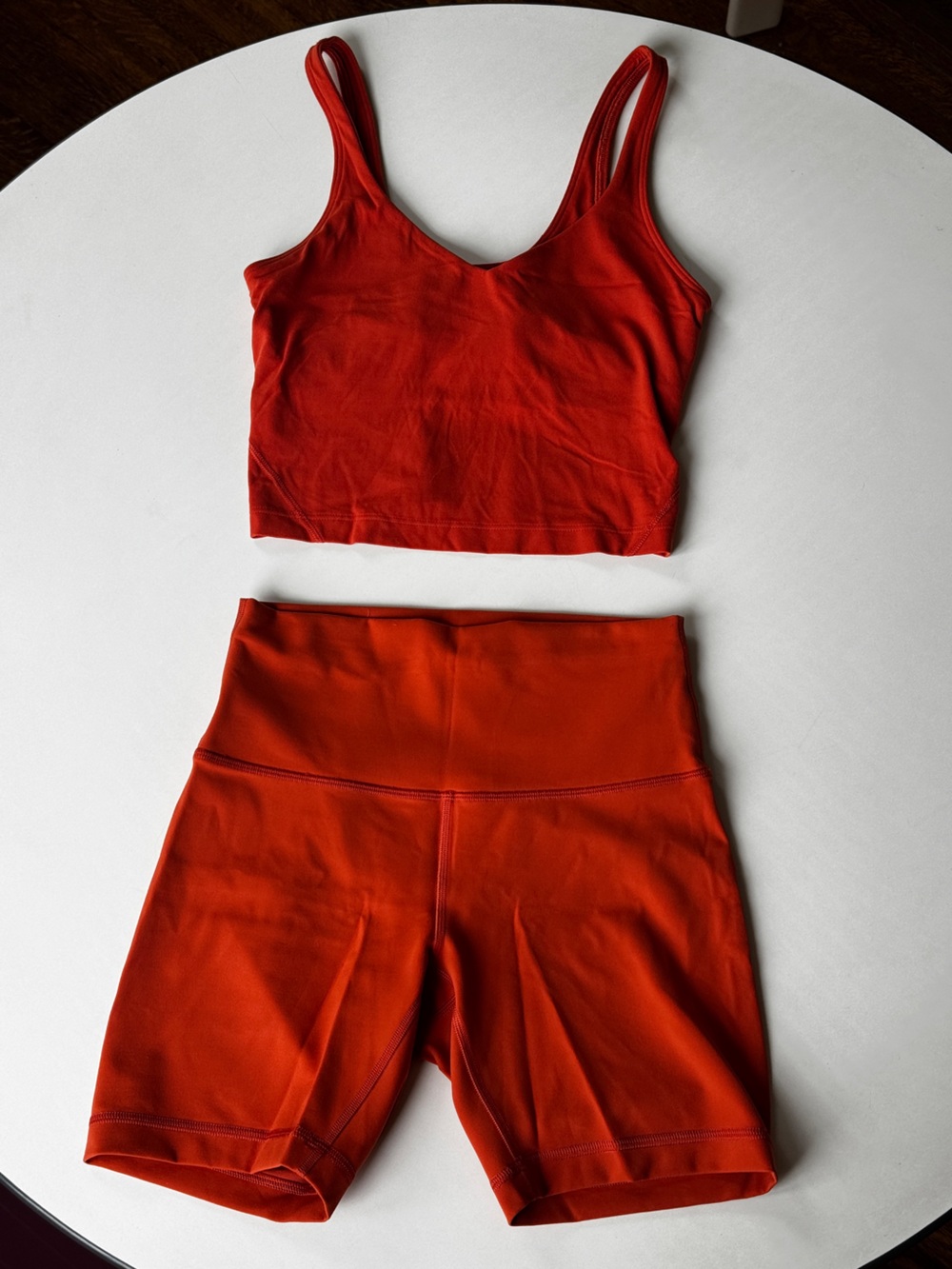 Lululemon Align set, size 4 tank size 6 shorts, burnt orange